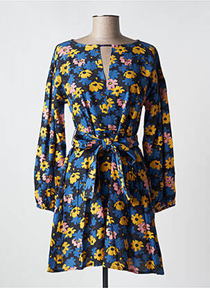 Rochie midi imprimeu floral mâneci lungi albastru COMPAÑIA FANTASTICA femeie