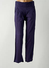 Pantalon drept talie elastică albastru LARA-ETHNICS femeie