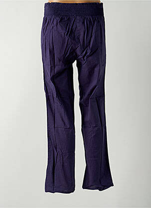 Pantalon drept talie elastică albastru LARA-ETHNICS femeie