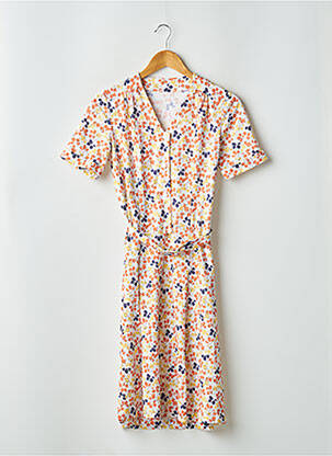 Rochie midi imprimeu floral mâneci scurte alb SANS MARQUE femeie