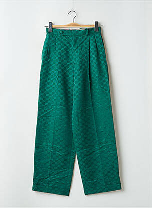 Pantalon larg talie cu cleme talie înaltă verde GUCCI femeie