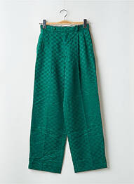 Pantalon larg talie cu cleme talie înaltă verde GUCCI femeie
