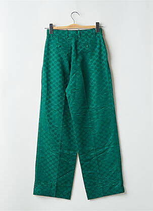 Pantalon larg talie cu cleme talie înaltă verde GUCCI femeie