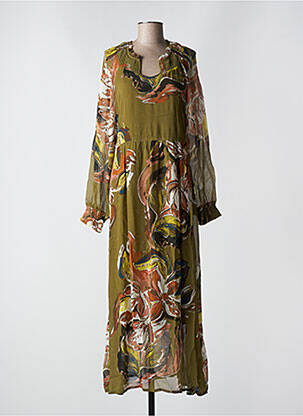Rochie lungă mâneci lungi mâneci lungi verde CREAM femeie