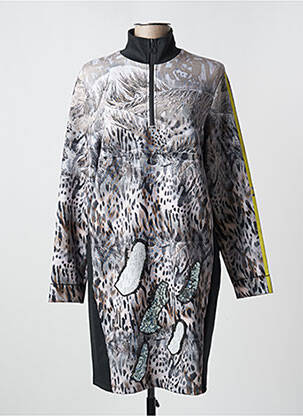 Rochie midi imprimeu fantezie mâneci lungi gri SPORTALM femeie