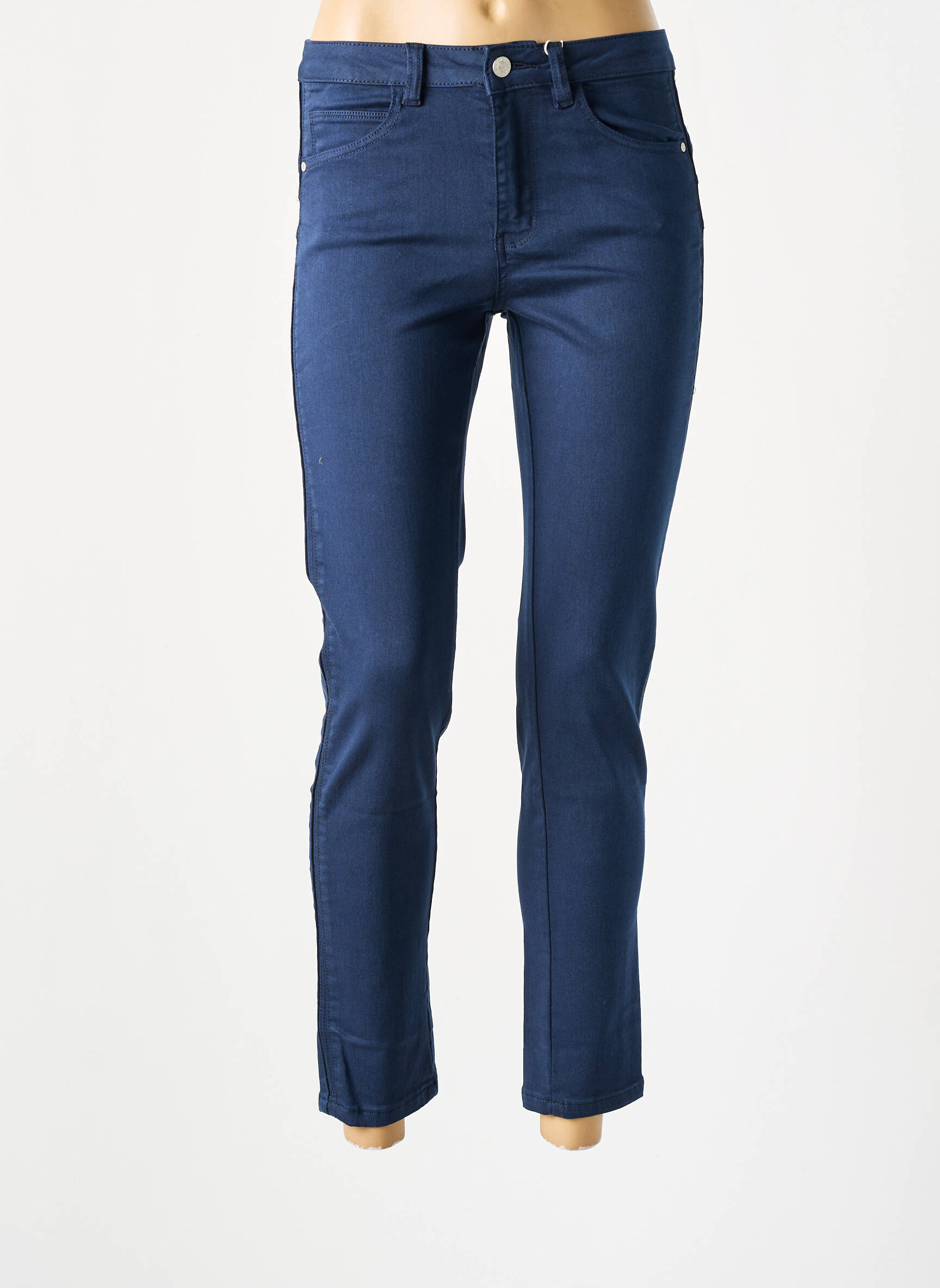 Pantalon slim buzunare albastru C'EST BEAU LA VIE femeie