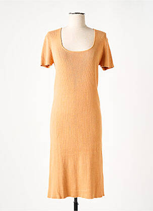 Rochie midi mâneci scurte mâneci scurte portocalie RODIER femeie