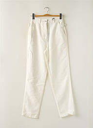 Pantalon drept talie cu cleme talie înaltă alb CAROLL femme