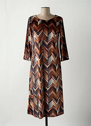 Rochie midi mâneci 3/4 mâneci 3/4 maro LAUREN VIDAL femeie