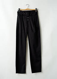 Pantalon drept elasticitate talie joasă negru BRAND UNIQUE femme