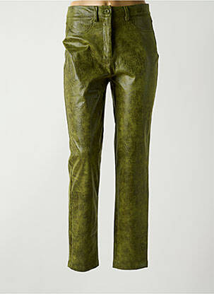 Pantalon slim țesătură acoperită mărime normală verde DANIELA COOL femeie