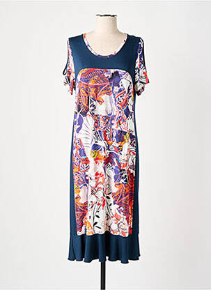 Rochie midi imprimeu fantezie mâneci scurte albastru GRIFFON femeie