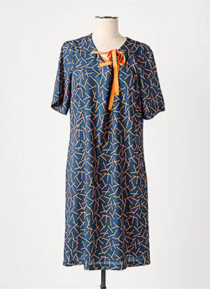 Rochie midi țesătură crep mâneci scurte albastru GRIFFON femeie