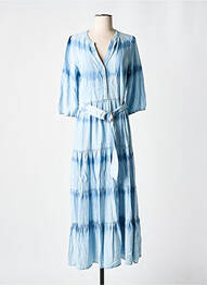 Rochie lungă mâneci lungi mâneci lungi albastru K-DESIGN femeie
