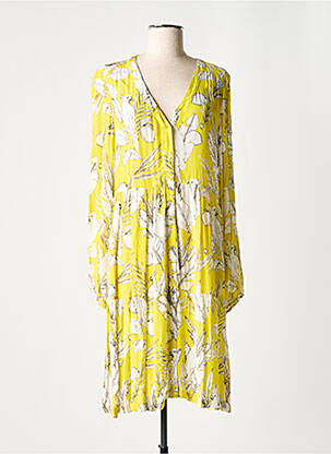 Rochie midi imprimeu floral mâneci lungi galben FROGBOX femeie