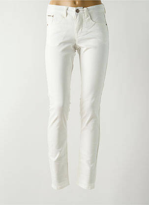 Pantalon slim țesătură poplin mărime normală alb CREAM femeie
