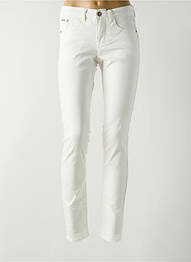 Pantalon slim țesătură poplin mărime normală alb CREAM femme