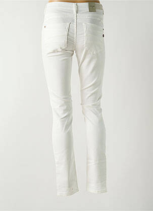 Pantalon slim țesătură poplin mărime normală alb CREAM femeie