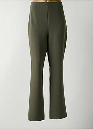 Pantalon drept țesătură crep talie înaltă verde SONIA K femeie