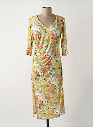 Rochie midi imprimeu floral mâneci 3/4 verde EGO femeie