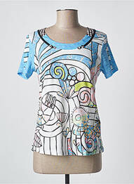 Tricou imprimeu fantezie mâneci scurte albastru KALISSON femme