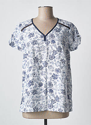 Bluză țesătură poplin mâneci scurte albastru ELLE EST OU LA MER femme