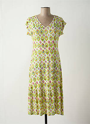 Rochie midi imprimeu fantezie mâneci scurte verde TELMAIL femeie