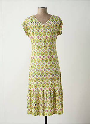 Rochie midi imprimeu fantezie mâneci scurte verde TELMAIL femeie