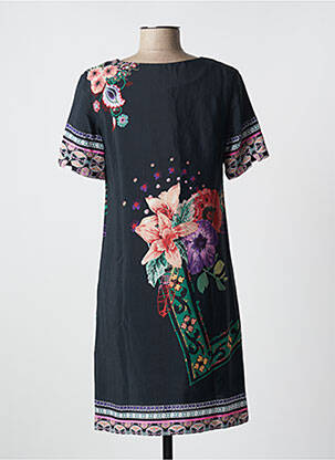 Rochie midi imprimeu floral mâneci scurte negru DESIGUAL femeie