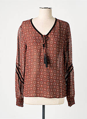 Bluză imprimeu floral mâneci lungi maro CREAM femme