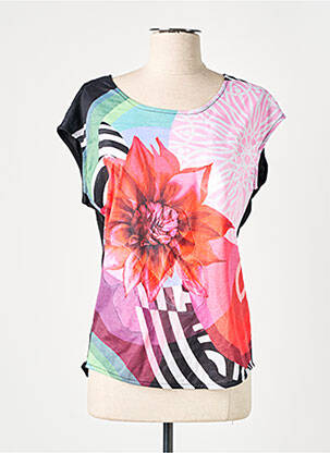 Tricou elasticitate mâneci scurte negru DESIGUAL femeie