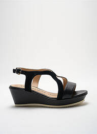Sandale/pantofi decupați țesătură satinată toc de 4 la 6 cm negru MADISON femme