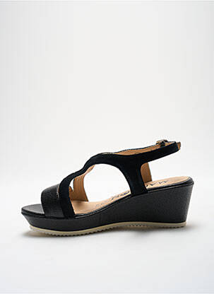 Sandale/pantofi decupați țesătură satinată toc de 4 la 6 cm negru MADISON femeie