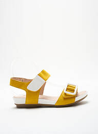 Sandale/pantofi decupați semi compensat toc de 4 la 6 cm galben SWEET femme