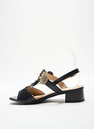 Sandale/pantofi decupați material neted toc plat până la 3 cm negru SWEET femme