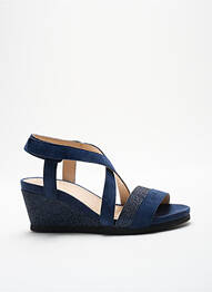 Sandale/pantofi decupați toc platformă toc de 4 la 6 cm albastru SWEET femme