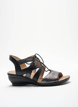 Sandale/pantofi decupați semi compensat toc de 4 la 6 cm negru SWEET femeie