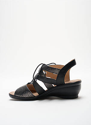 Sandale/pantofi decupați semi compensat toc de 4 la 6 cm negru SWEET femeie