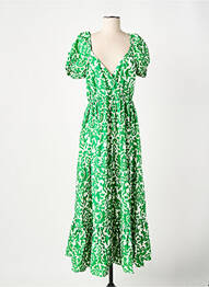 Rochie lungă țesătură poplin mâneci scurte verde GOA femeie