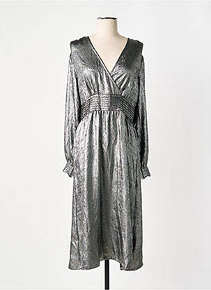 Rochie midi mâneci lungi mâneci lungi gri CAMAIEU femeie