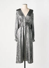 Rochie midi mâneci lungi mâneci lungi gri CAMAIEU femme