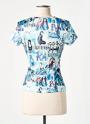 Tricou imprimeu fantezie mâneci scurte albastru GUESS femeie