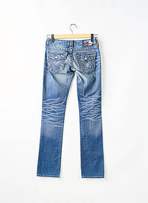 Blugi cu croială dreaptă efect uzat decolorat talie joasă albastru TRUE RELIGION femeie