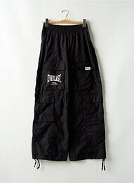 Pantalon larg țesătură poplin talie înaltă negru JENNYFER femeie