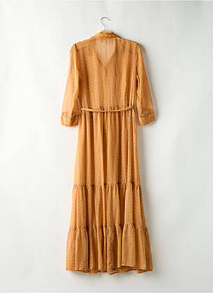 Rochie lungă croială evazată mâneci 3/4 bej GRACE & MILA femeie