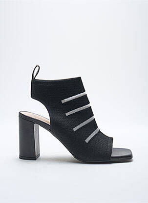 Sandale/pantofi decupați material neted toc de 7 la 9 cm negru LODI femeie