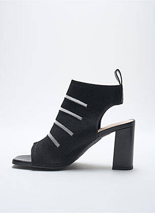 Sandale/pantofi decupați material neted toc de 7 la 9 cm negru LODI femeie