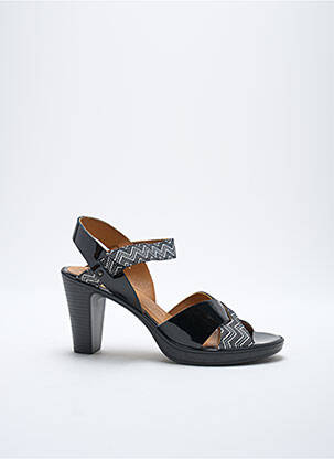 Sandale/pantofi decupați material neted toc de 7 la 9 cm negru KARSTON femeie