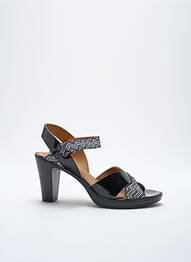 Sandale/pantofi decupați material neted toc de 7 la 9 cm negru KARSTON femeie
