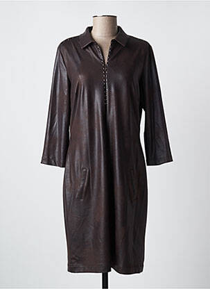 Rochie midi mâneci 3/4 mâneci 3/4 maro EVA KAYAN femeie